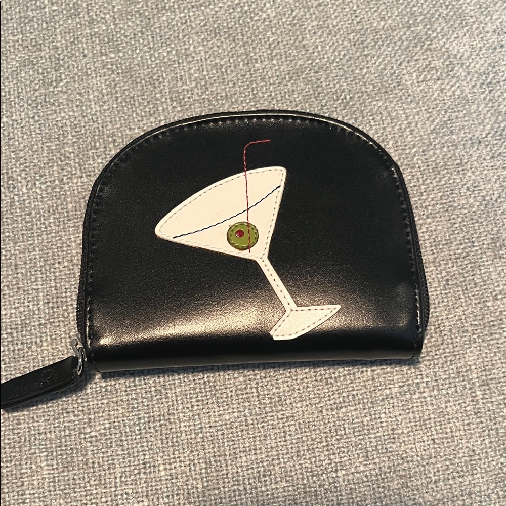 Maxx New York Black Coin Purse with Martini Design